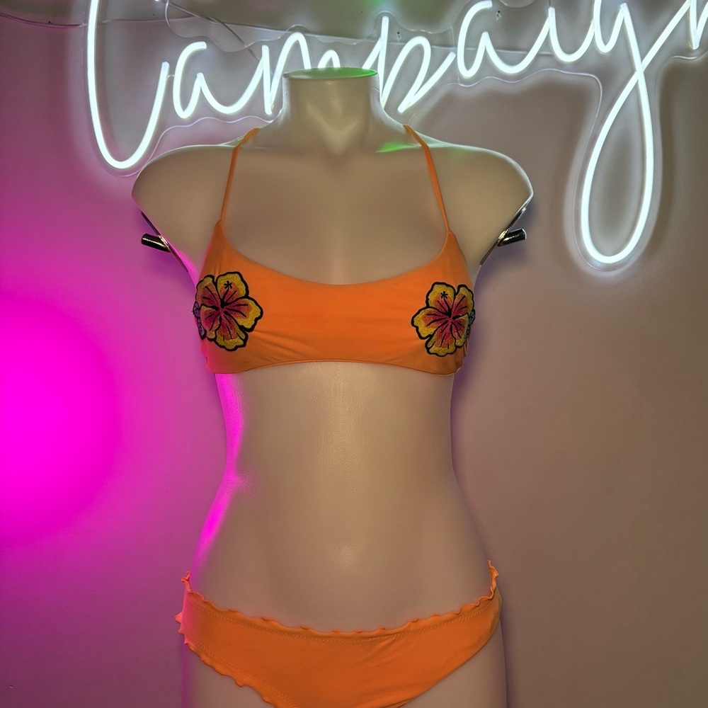 Hollister hibiscus Orange Bikini Set